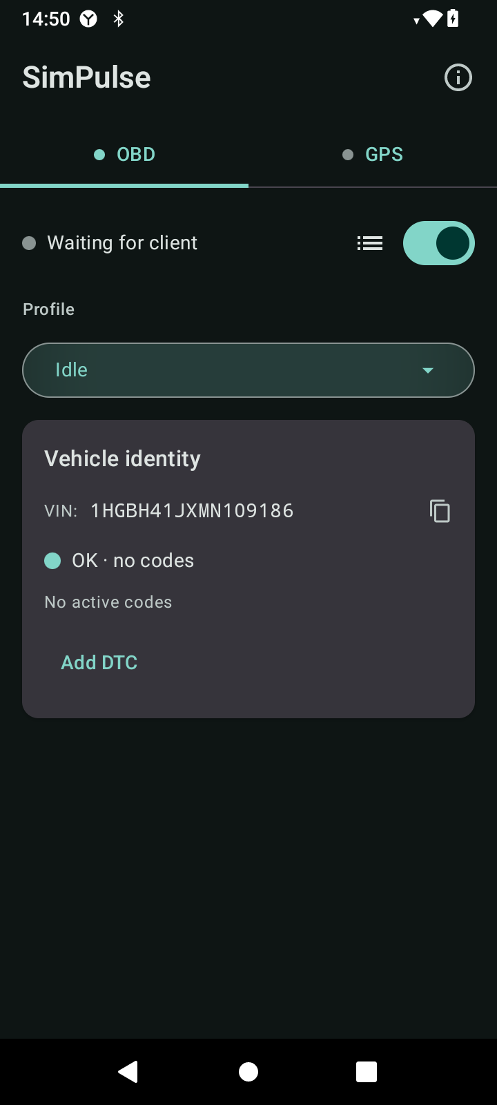 Profile dropdown